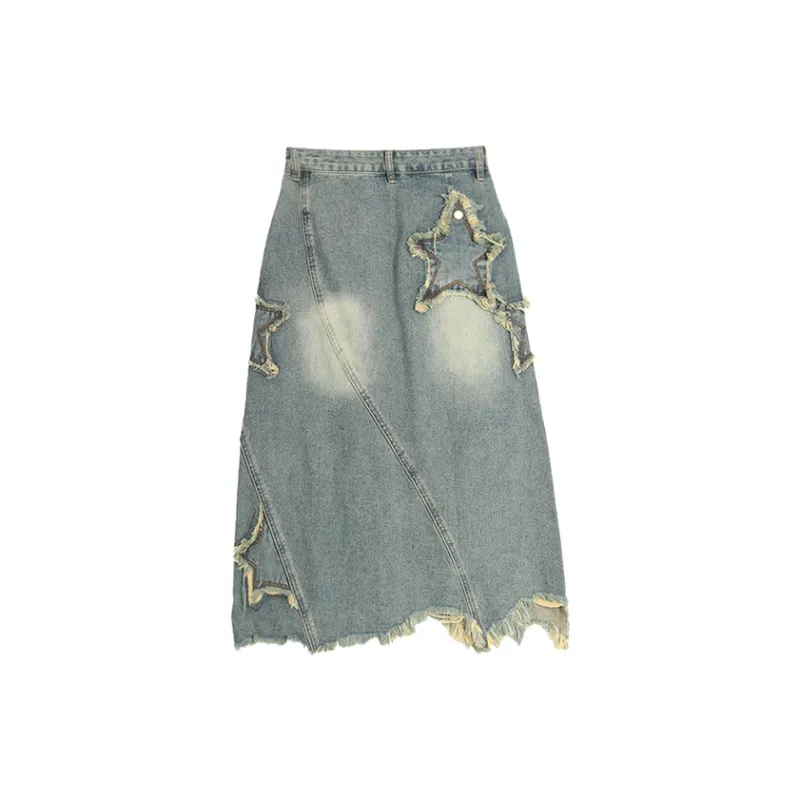 SETIROM Denim Long Skirts Women's Blue-1