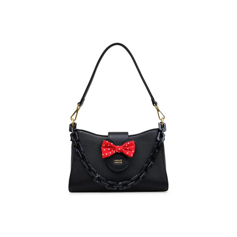 Disney Minnie Series PU Synthetic Leather Tote Bag Shopping Bag Crossbody Bag Shoulder Bag Regular Women's Black-0