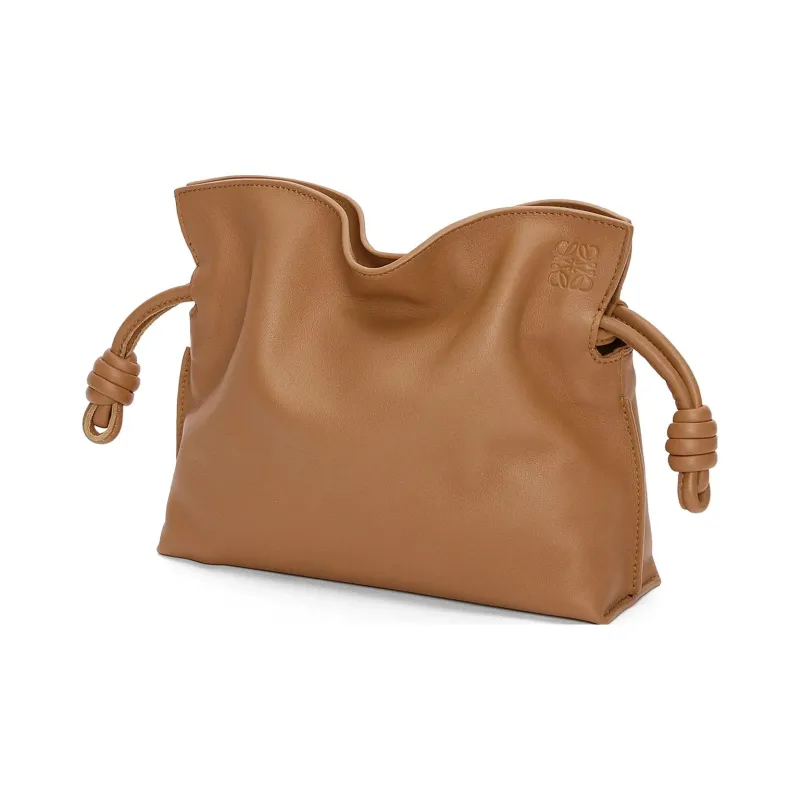 LOEWE Flamenco Cow Leather One Shoulder Crossbody Clutches Mini Women's Brown-2