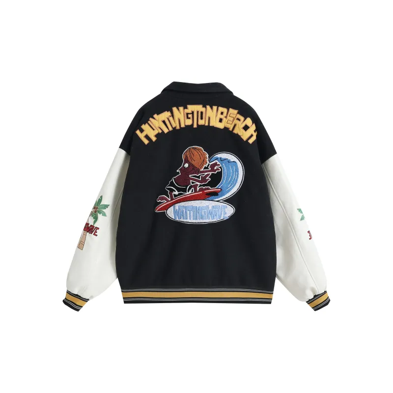 WAITINGWAVE Baseball Jacket Fall Winter Unisex-4
