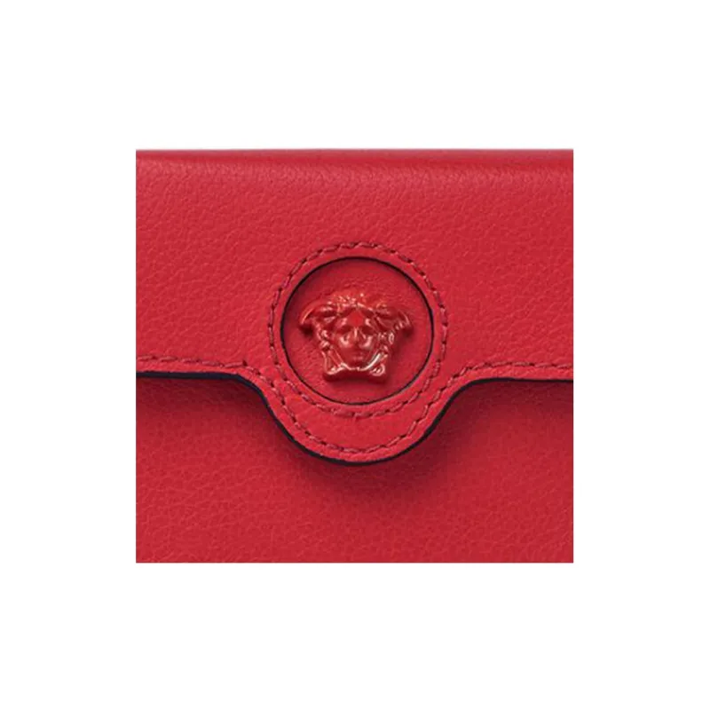 VERSACE La Medusa Calfskin Leather Card Box Women's Red-2