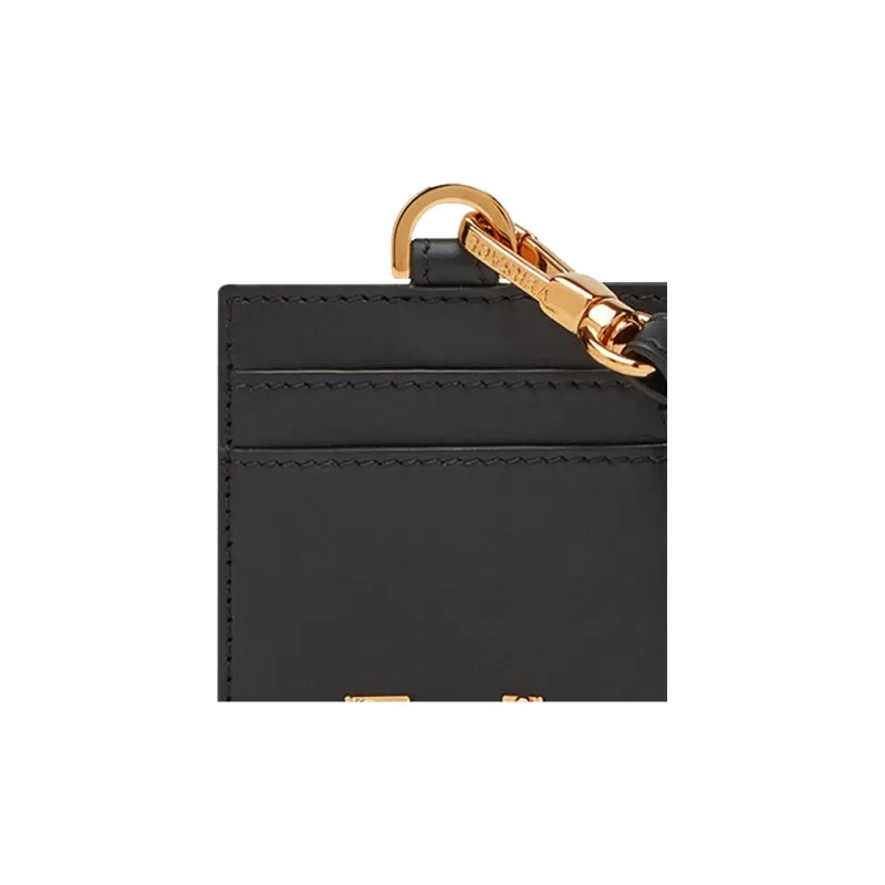 VERSACE VERSACE Leather Business Card Holder Card Clip Card Case Women's Black-3