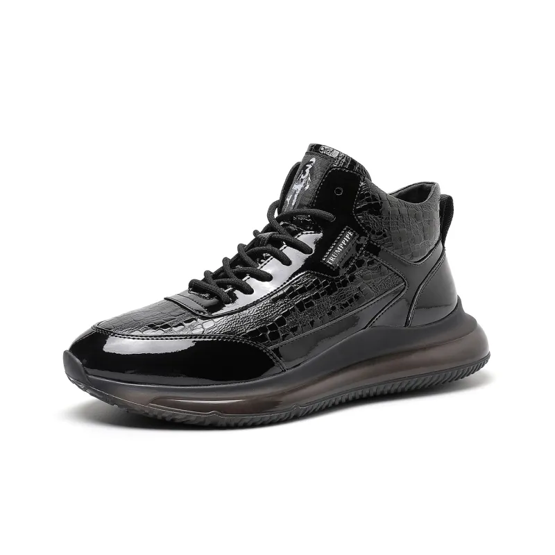 TRUMPPIPE Warm And Wear-Resistant High-Top Casual Shoes Men's Black-1