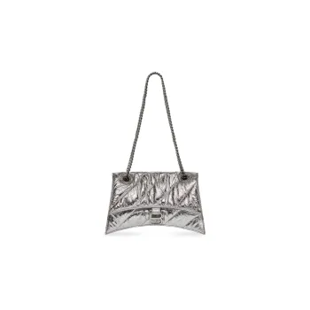 Balenciaga CRUSH Paper Calfskin Handbag Shoulder Bag Women's Silver
