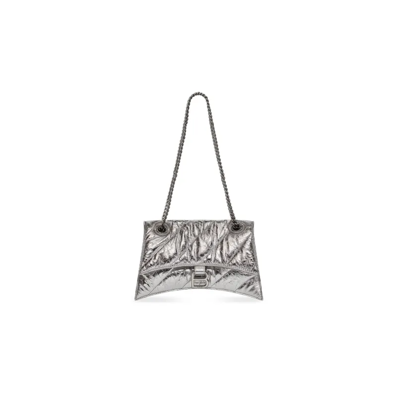 Balenciaga CRUSH Paper Calfskin Handbag Shoulder Bag Women's Silver-0