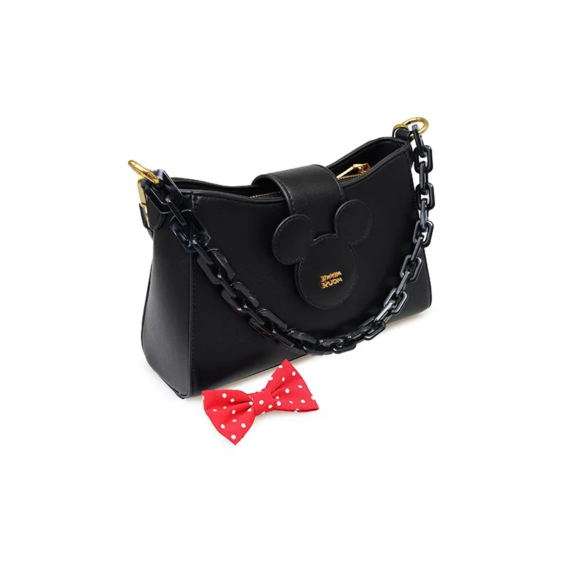 Disney Minnie Series PU Synthetic Leather Tote Bag Shopping Bag Crossbody Bag Shoulder Bag Regular Women's Black-3