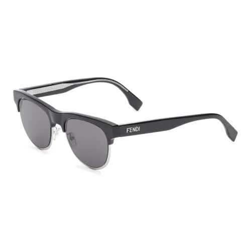 FENDI Acetate Metal Irregular Shape Sunglasses Men's Black