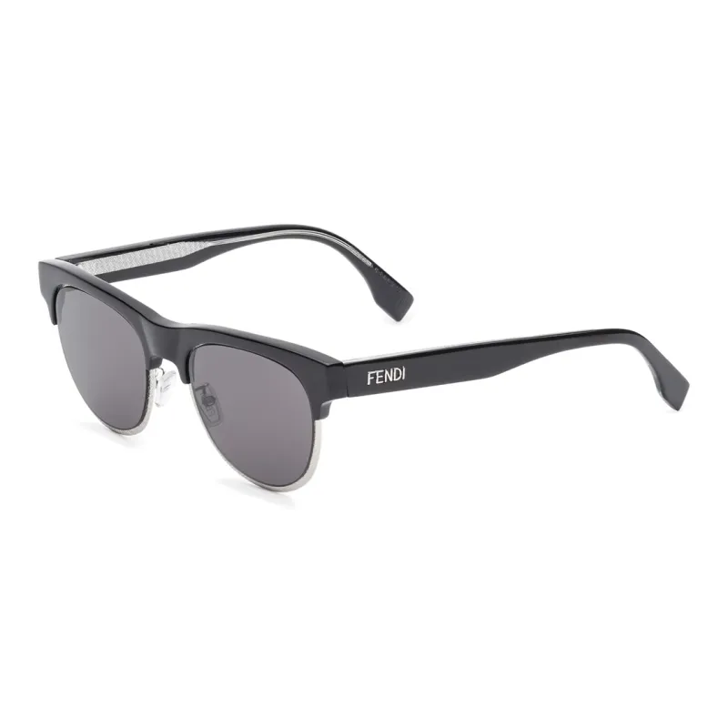 FENDI Acetate Metal Irregular Shape Sunglasses Men's Black-0