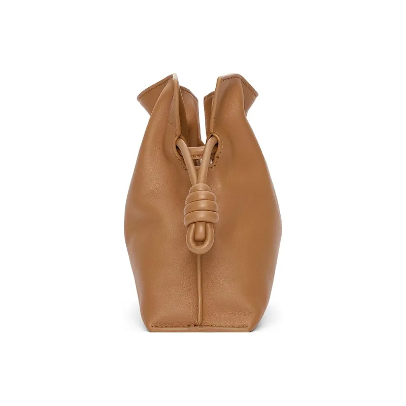 LOEWE Flamenco Cow Leather One Shoulder Crossbody Clutches Mini Women's Brown-3