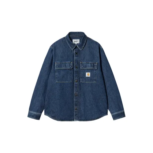 Carhartt WIP FW23 Tannin Series Shirts Men Stone-Washed Blue