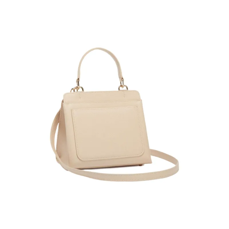 Furla 1927 Collection Textured Leather Tote Bag, Shopping Bag, Shoulder Bag, Crossbody Bag, Handbag Mini Women's Beige-1