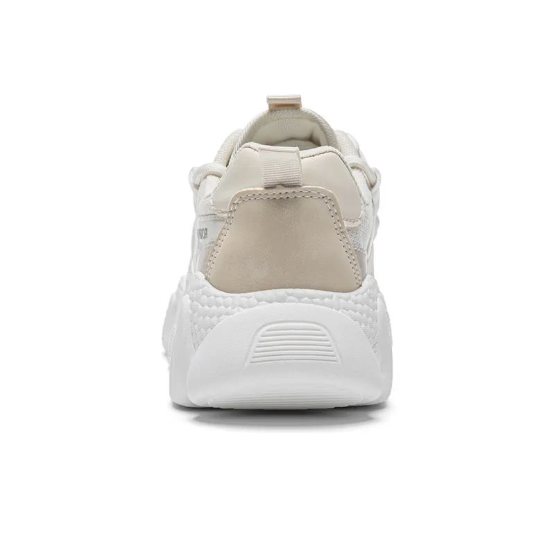 Warrior Paw Shoes Cushioned Anti Slip Wear Resistant Breathable Lightweight Low Top Chunky Sneakers Women's Beige Khaki-3