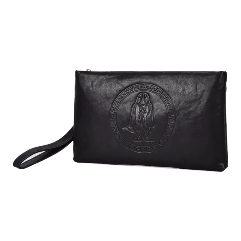 Hush Puppies Cow Leather Clutch, Envelope Bag, Clutch Medium Size Men's Black-1