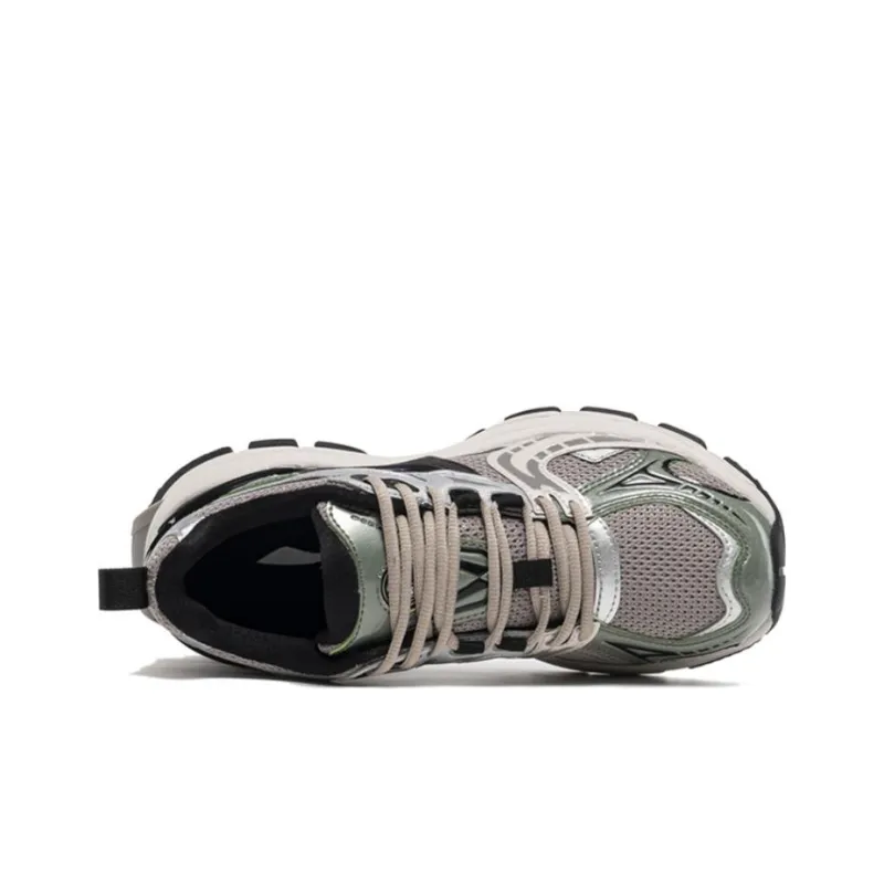 LiNing Project* Cushioning Wear Resistant Low Top Chunky Sneakers Women's Gray Black-3