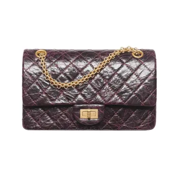CHANEL 2.55 Calfskin Handbag Shoulder Bag Crossbody Bag Women's Dark Purple Red