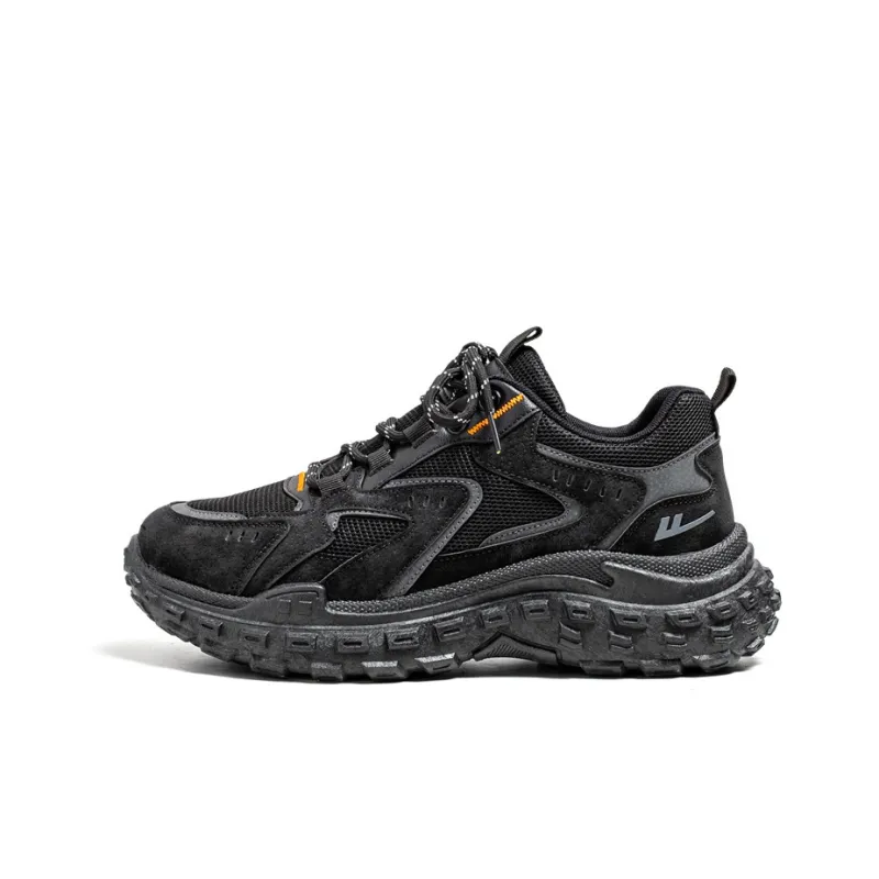 Warrior Shock Absorbers With Slip Resistant And Abrasion Resistant Properties Low Top Chunky Sneakers Men's Black-0
