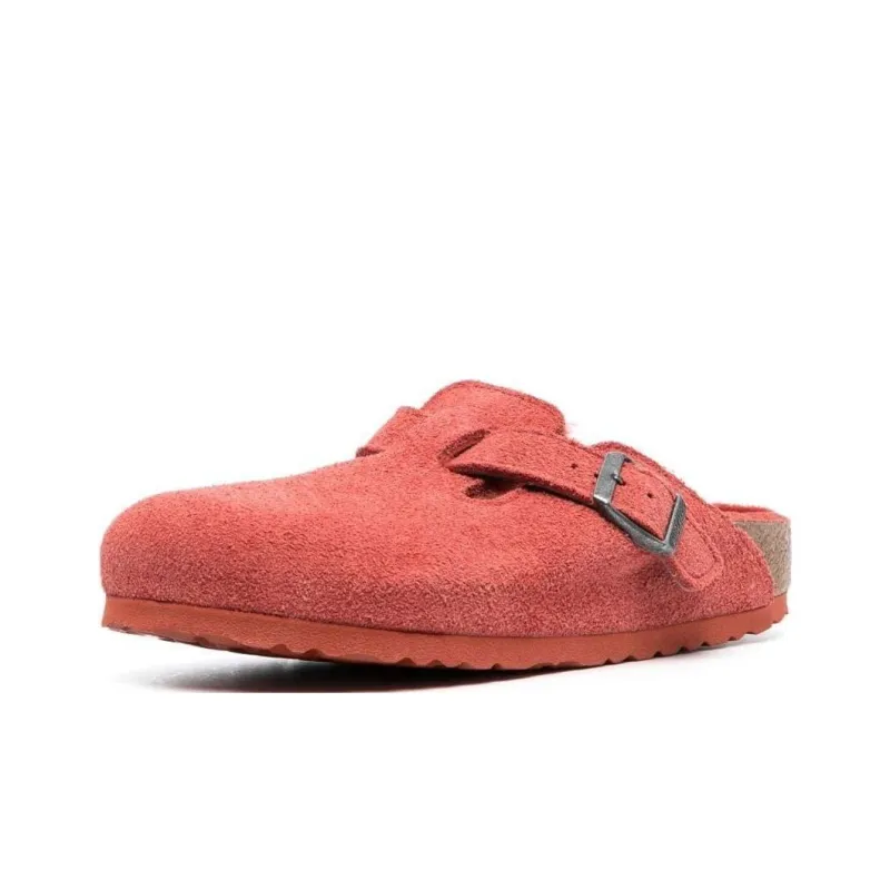 Birkenstock Boston Shearling Suede Leather Narrow Fit 'Sienna Red' Women's-1