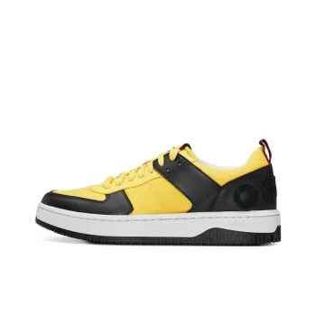 HUGO BOSS Wear-Resistant Low-Top Skateboard Shoes Men's Black Yellow