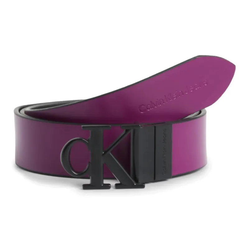 CK/Calvin Klein Logo Emblem Double-Sided Smooth Buckle Leather Belts Women's Purple Width: 3CM-0