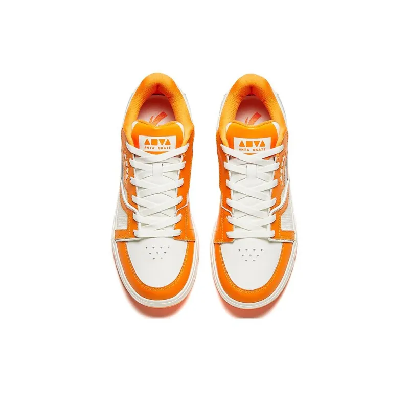 Anta Cushioning Wear Resistant Low Top Skateboard Shoes Men's White Orange-2