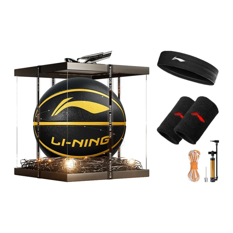 LiNing CBA Collection Rubber Basketball Black Gold Size 7 Training Unisex-10