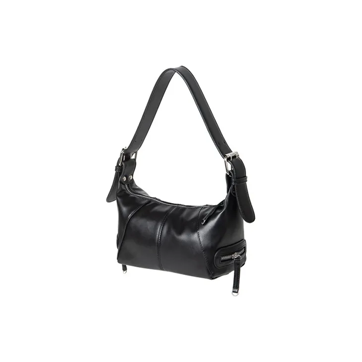 HAWA PU Biker Bag Handbag Shoulder Bag Medium Size Women's Black/White-1