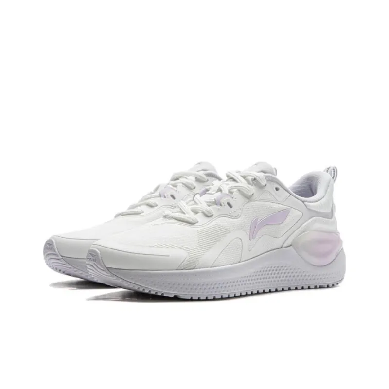 LiNing Cushioning Breathable Wear Resistant Low Top Running Shoes Women's Mist White-2