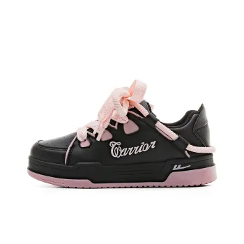 Warrior Anti Slip Wear Resistant Low Top Skateboard Shoes Women's Black Pink