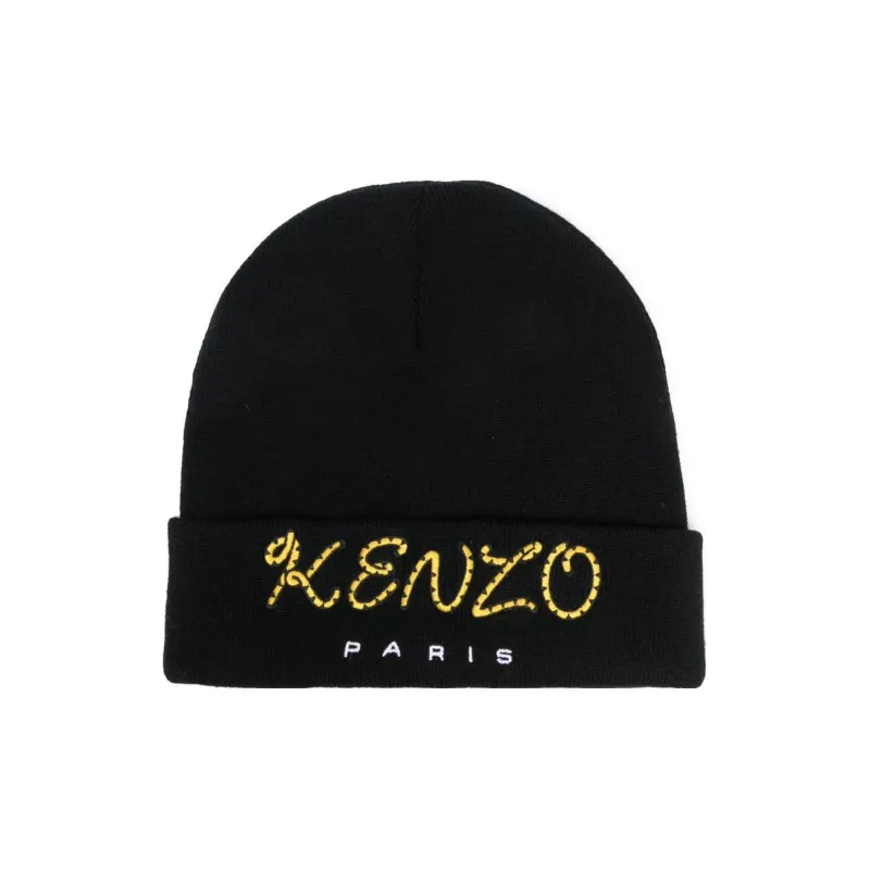 KENZO Kids Logo embroidered Knitted Beanie-0