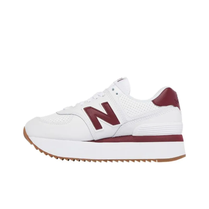 New Balance NB 574 Shock Absorbers Low Top Running Shoes Unisex White Red-0