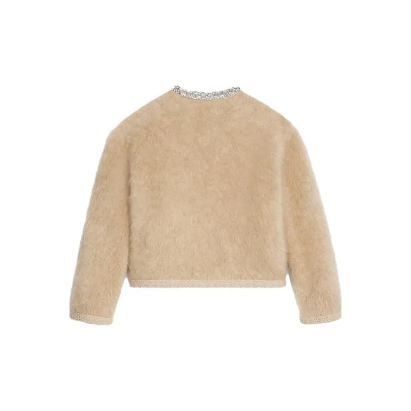 CELINE Embroidered Cardigan In Brushed Mohair-1