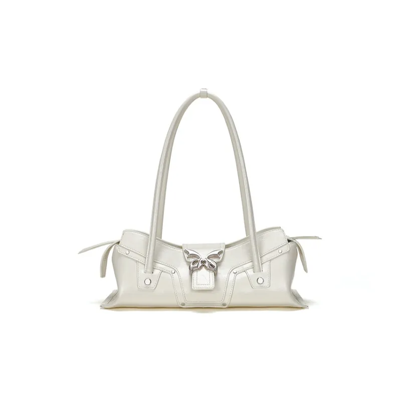 Omentar Cow Leather Shoulder Bag Regular Women's Black/White-6