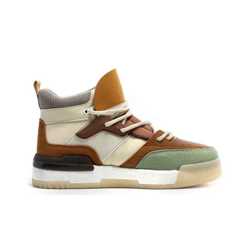 Warrior Anti Slip Wear Resistant High Top Skateboard Shoes Men's Mocha-1
