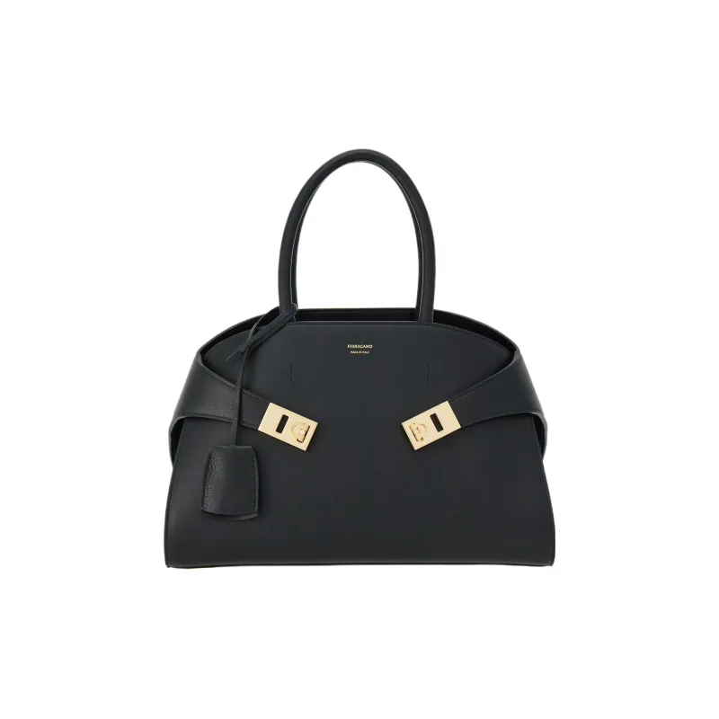 FERRAGAMO Calfskin Shoulder Bag Crossbody Bag Handbag Small Size Women's Black-0