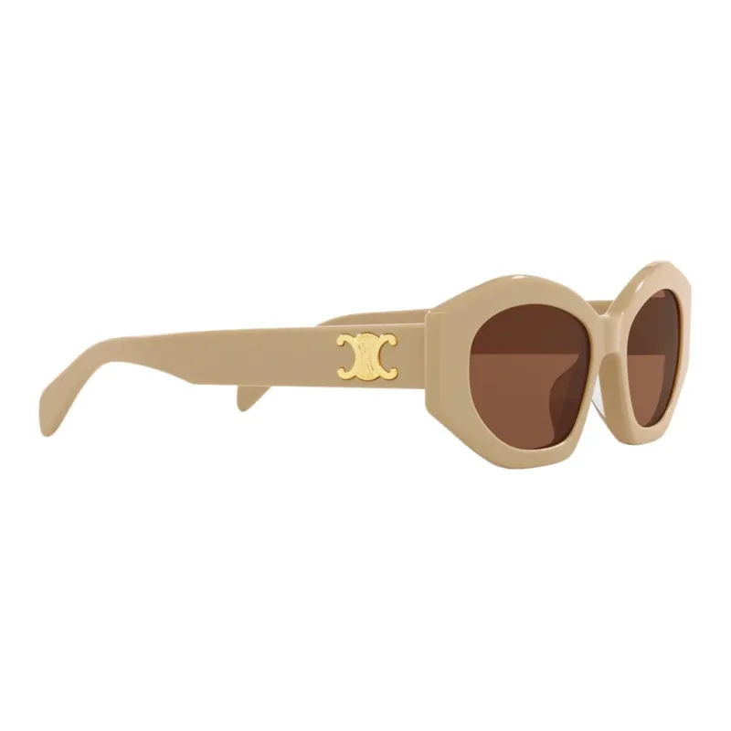 CELINE Acetate Irregular Shape Sunglasses Women's Brown-2