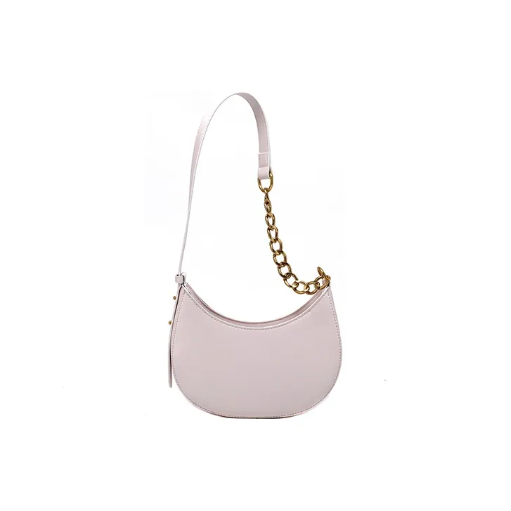HAWA PU Saddle Bag, Shoulder Bag, Crescent Bag Medium Size Women's Brown/Black/White-3
