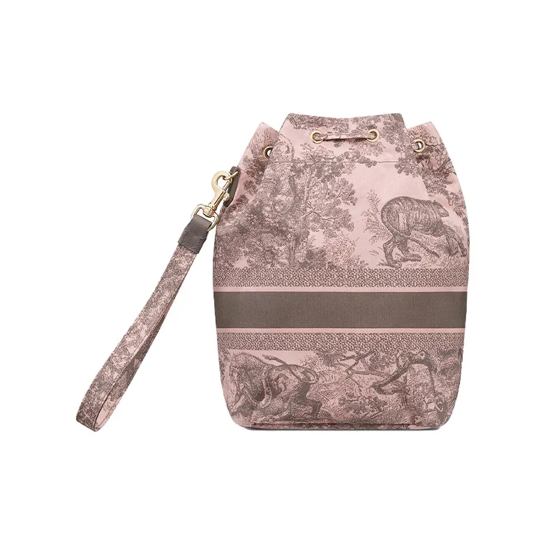 DIOR Travel Fabric Travel Storage Bag Women's Pink/Gray-2