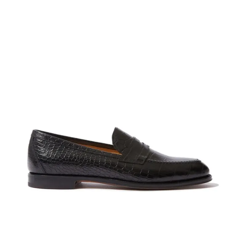 SCAROSSO Stefano Crocodile embossed Loafers-1