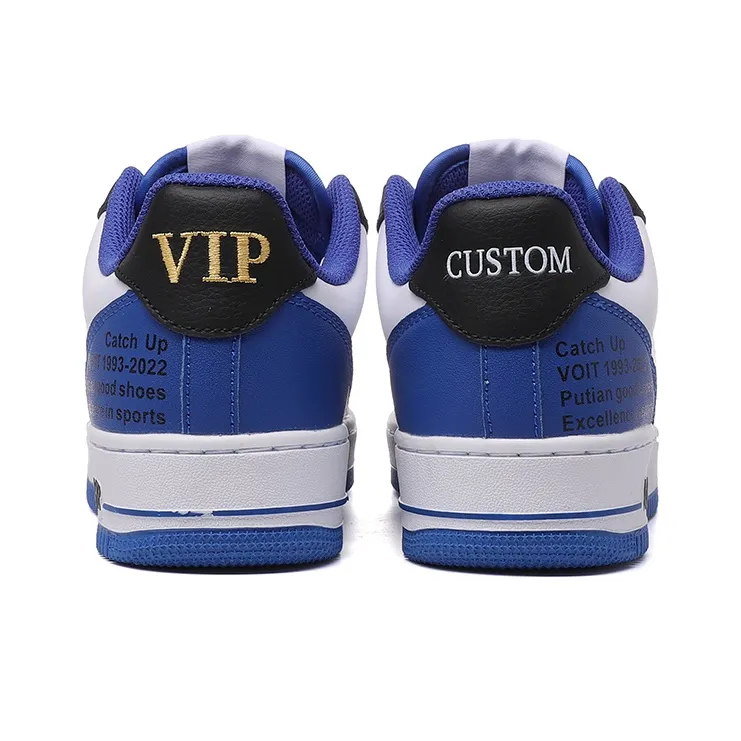 VOIT Skateboard Shoes Unisex Low Top Black White Blue-4