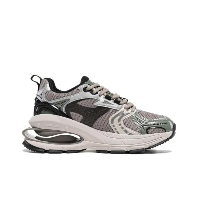 LiNing Project* Cushioning Wear Resistant Low Top Chunky Sneakers Women's Gray Black-1