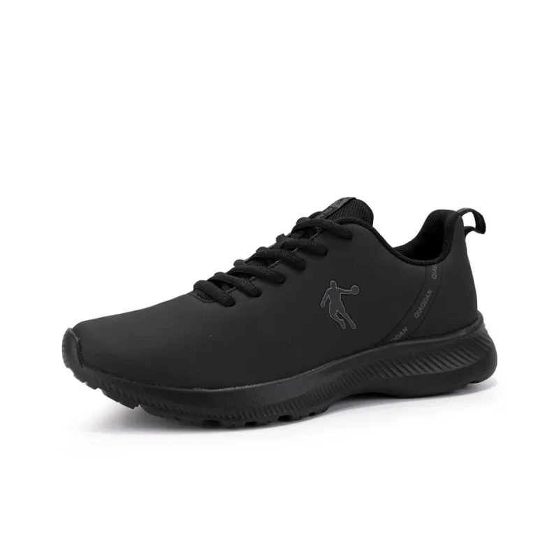 QIAODAN Cushioning Anti Slip Wear Resistant Water Resistant Coverage Low Top Casual Running Shoes Men's All Black-2