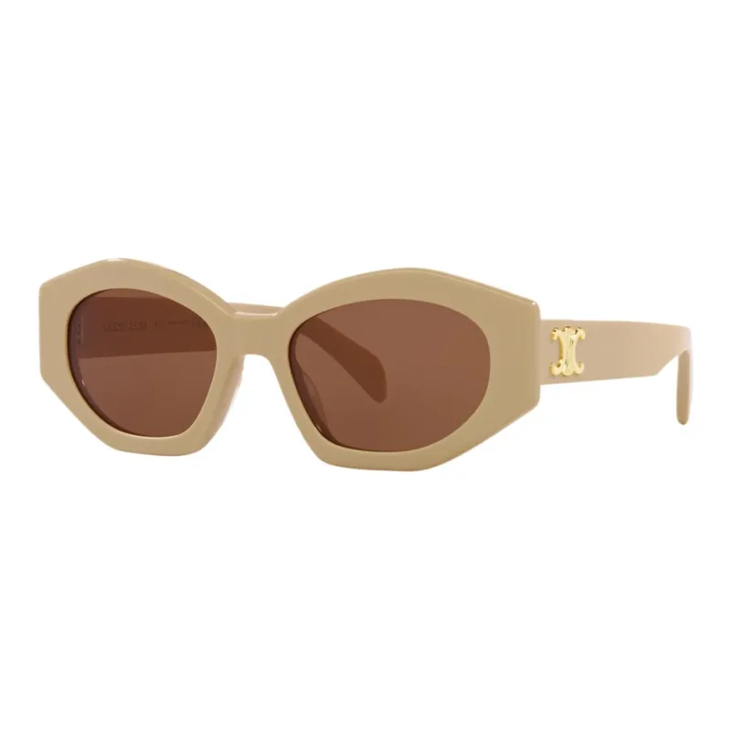 CELINE Acetate Irregular Shape Sunglasses Women's Brown-0