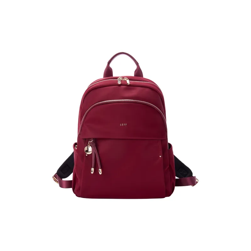 LEFF Fabric Backpack Medium Size Women's Milk Tea Apricot/Garnet Red-0