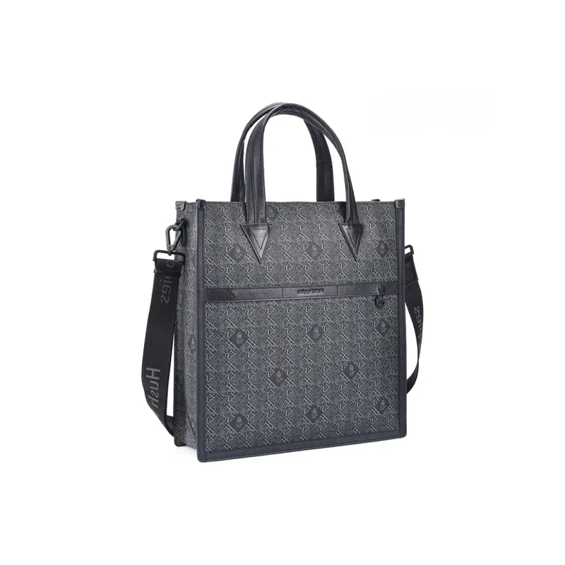 Hush Puppies Cow Leather, Synthetic Leather Briefcase Large Size Men's Gray/Black-2