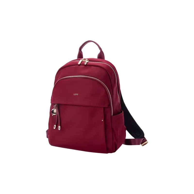 LEFF Fabric Backpack Medium Size Women's Milk Tea Apricot/Garnet Red-1