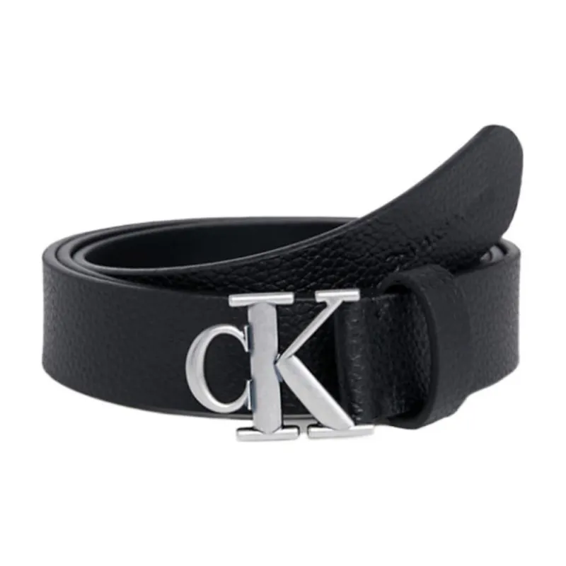 CK/Calvin Klein Classic Logo Smooth Buckle Leather Leather Belts Women's Black Width  2.5CM-0