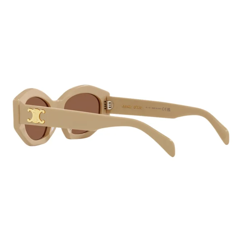 CELINE Acetate Irregular Shape Sunglasses Women's Brown-3