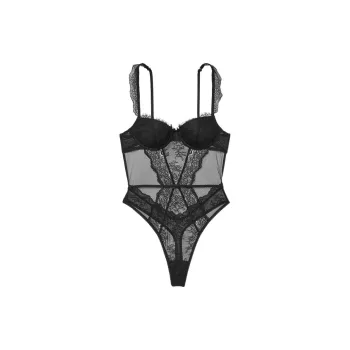 Victoria's Secret VERY SEXY Lightly Lined Demi Lace Teddy Bodysuits Women's Black