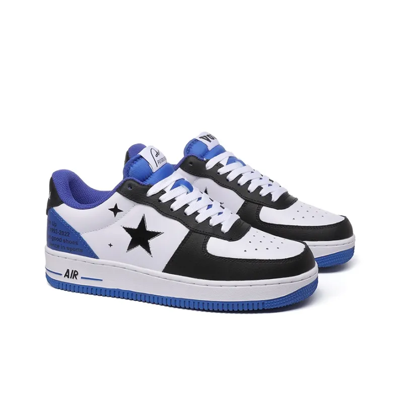 VOIT Skateboard Shoes Unisex Low Top Black White Blue-2