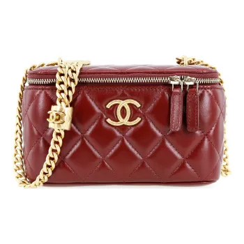 CHANEL Lambskin Shoulder Bag, Crossbody Bag Women's Red